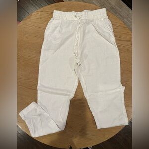 H&M White Linen Drawstring Pants